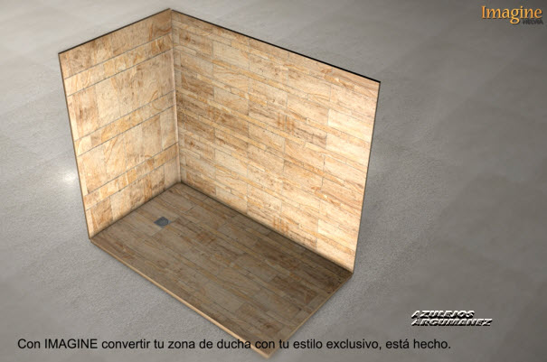 Plato de ducha extraplano con panel alto marmol